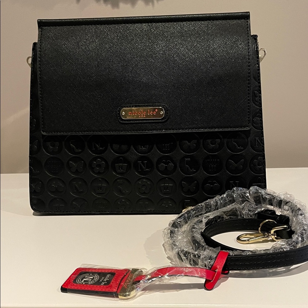 Nicole Lee Black Embossed Shoulder Bag